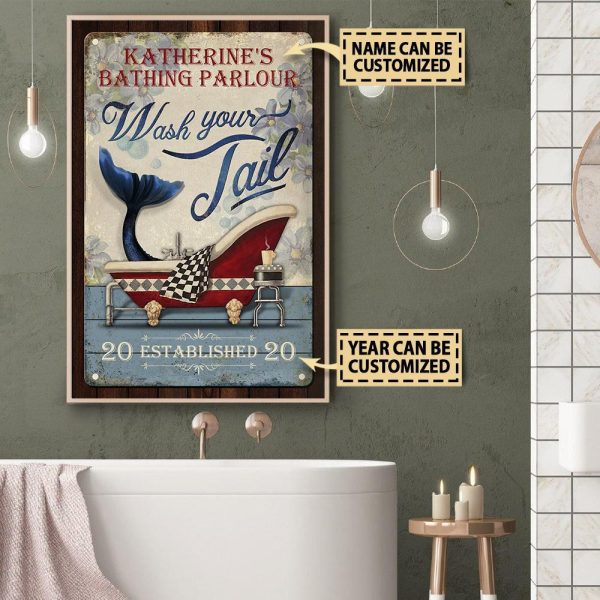 Personalized Canvas Art Painting, Canvas Gallery Hanging Mermaid Bathing Parlour Framed Prints, Canvas Paintings - Image 2