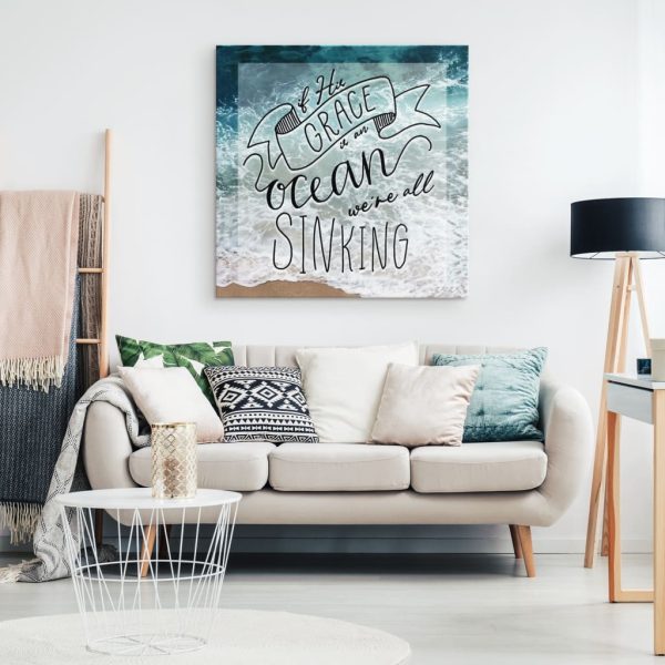 If His Grace Is An Ocean We'Re All Sinking Christian Canvas Gallery Painting Wrapped Canvas Square Canvas Frames - Image 2