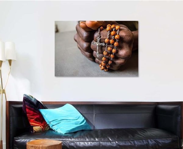 Christian Cross Dark Brown Skin African Christian Premium Multi Canvas Prints, Multi Piece Panel Canvas Luxury Gallery Wall Fine Art Print - Image 4