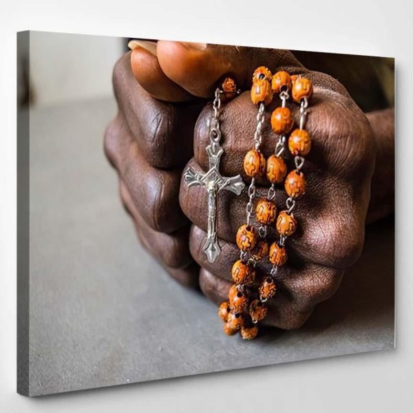 Christian Cross Dark Brown Skin African Christian Premium Multi Canvas Prints, Multi Piece Panel Canvas Luxury Gallery Wall Fine Art Print