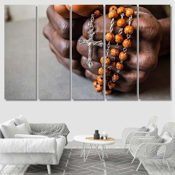 Christian Cross Dark Brown Skin African Christian Premium Multi Canvas Prints, Multi Piece Panel Canvas Luxury Gallery Wall Fine Art Print - Image 8