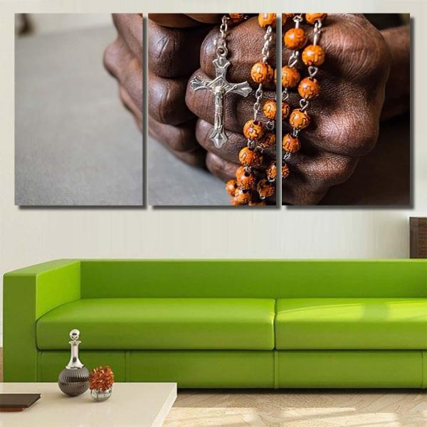 Christian Cross Dark Brown Skin African Christian Premium Multi Canvas Prints, Multi Piece Panel Canvas Luxury Gallery Wall Fine Art Print - Image 6