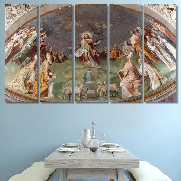 Rome Jesus Teacher Fresco Church Santa Jesus Christian Premium Multi Canvas Prints, Multi Piece Panel Canvas Luxury Gallery Wall Fine Art Print - Image 8