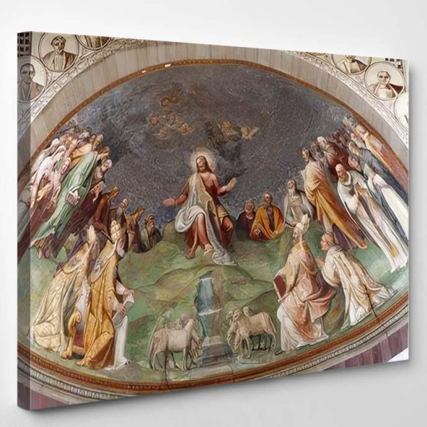 Rome Jesus Teacher Fresco Church Santa Jesus Christian Premium Multi Canvas Prints, Multi Piece Panel Canvas Luxury Gallery Wall Fine Art Print