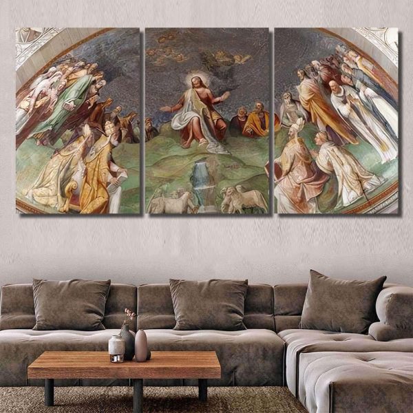 Rome Jesus Teacher Fresco Church Santa Jesus Christian Premium Multi Canvas Prints, Multi Piece Panel Canvas Luxury Gallery Wall Fine Art Print - Image 5