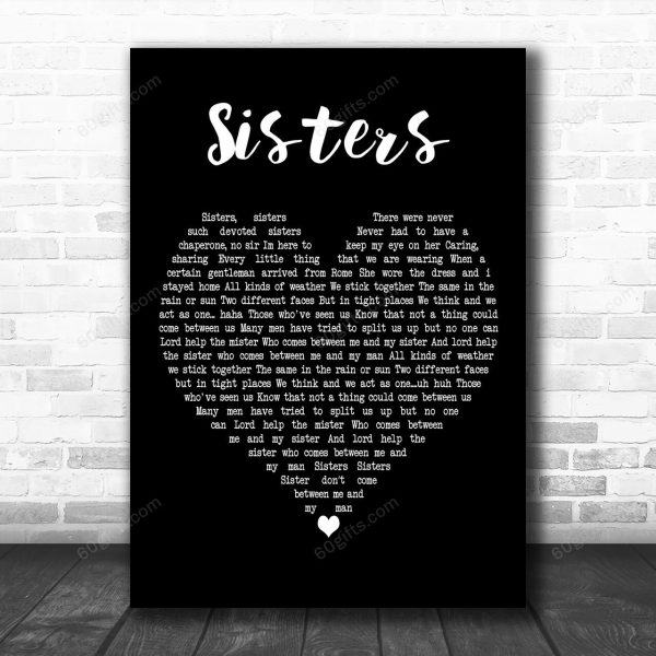 Rosemary Clooney Sisters Black Heart Decorative Art Gift Song Lyric Print - Canvas Print Wall Art Home Decor