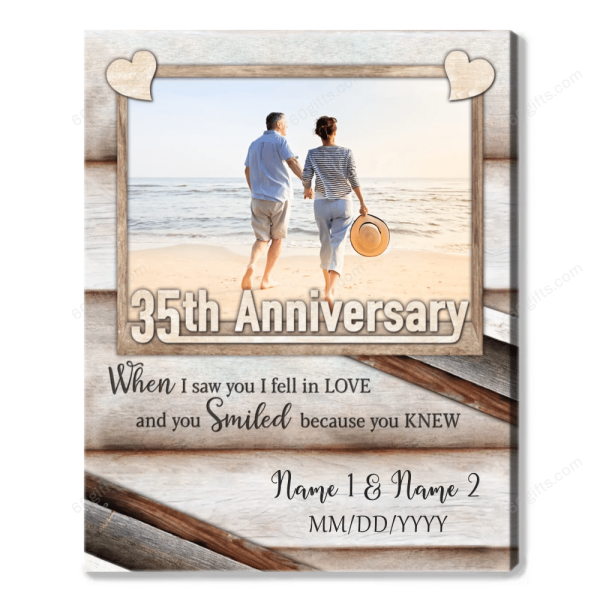 Customized Photo And Name Happy 35th Wedding Anniversary Gifts, Gift For Married Couples - Personalized Canvas Print Wall Art Home Decor