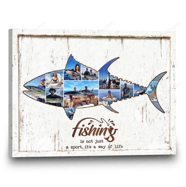 Customized Tuna Fishing Photo Collage Canvas Birthday Gift, Family Gift Ideas - Personalized Canvas Print Wall Art Home Decor