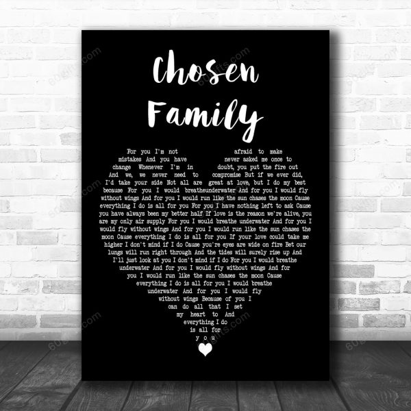 Rina Sawayama & Elton John Chosen Family Black Heart Decorative Art Gift Song Lyric Print - Canvas Print Wall Art Home Decor