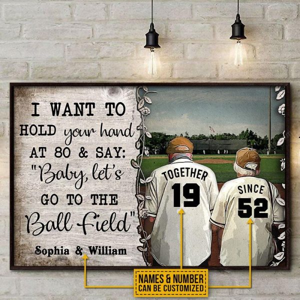 Personalized Valentine's Day Gifts Baseball Hold Your Hand Best Anniversary Wedding Gifts - Customized Canvas Print Wall Art Home Decor