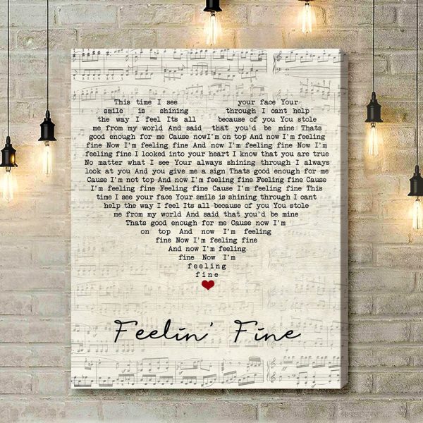 Ultrabeat Feelin' Fine Script Heart Song Lyric Art Print - Canvas Print Wall Art Home Decor