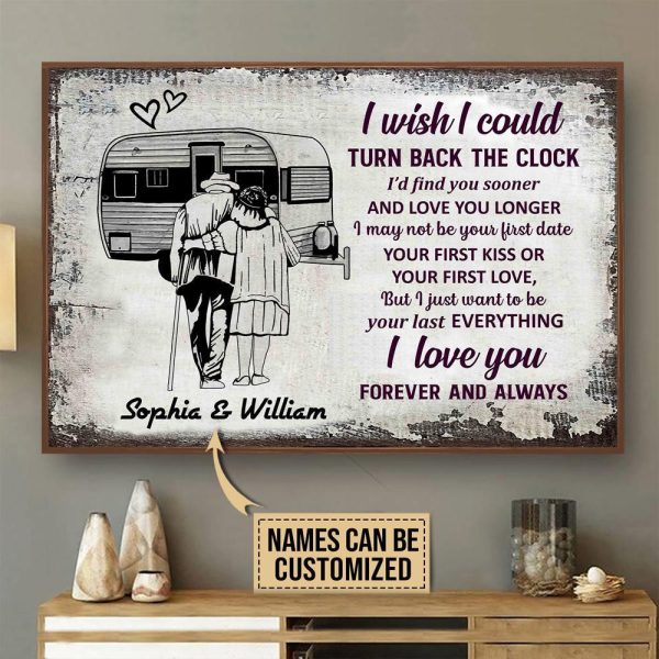 here Gifts Personalized Camping Sketch Turn Back The Clock Canvas Home Decor