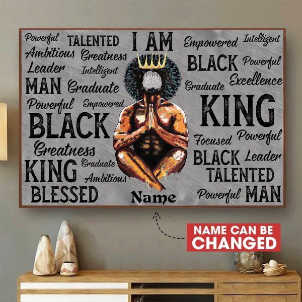 Black King Red Hair Canvas Personalized Melanin Men Painting Print Gift Idea Gift Birthday