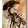 Golden Retriever Take Jesus Hand Vertical Christian For Canvas Framed Prints, Canvas Paintings