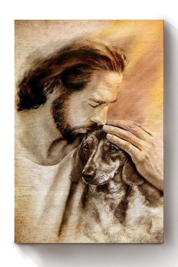 Golden Retriever Take Jesus Hand Vertical Christian For Canvas Framed Prints, Canvas Paintings