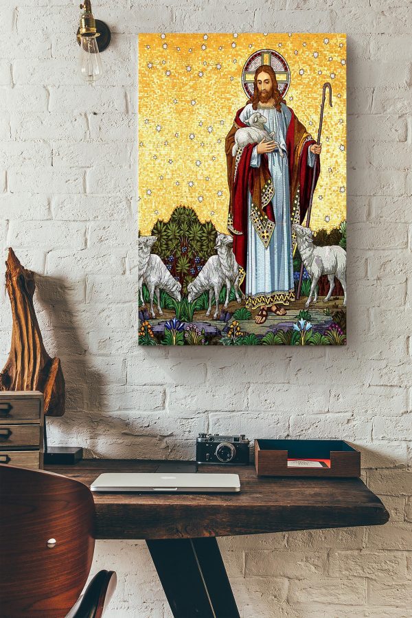 Jesus And Goat For Christian Canvas Framed Prints, Canvas Paintings - Image 4