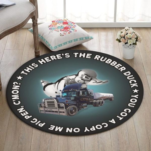 Convoy Round Mat Convoy Rubber Duck Mack Truck Round Floor Mat Room Rugs Carpet Outdoor Rug Washable Rugs