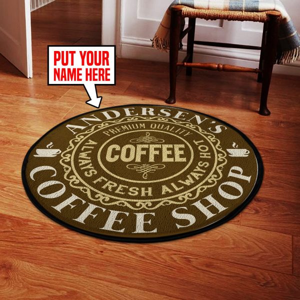 Personalized Coffee Shop Round Mat Round Floor Mat Room Rugs Carpet Outdoor Rug Washable Rugs