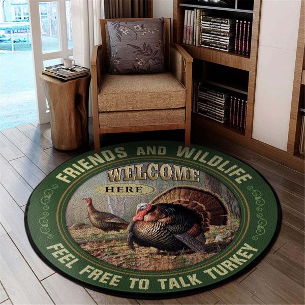 Talking Turkey Hunting Round Rug, Carpet 06510