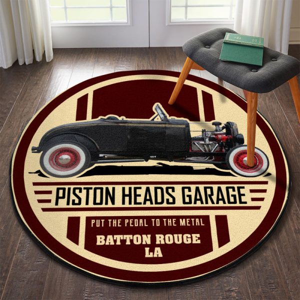 Piston Heads Garage Hot Rod Round Mat Round Floor Mat Room Rugs Carpet Outdoor Rug Washable Rugs