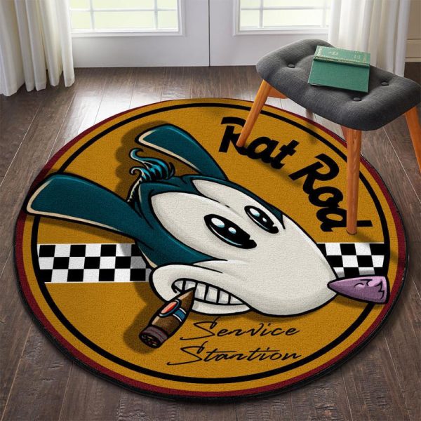 Rat Rod Hot Rod Round Mat Round Floor Mat Room Rugs Carpet Outdoor Rug Washable Rugs