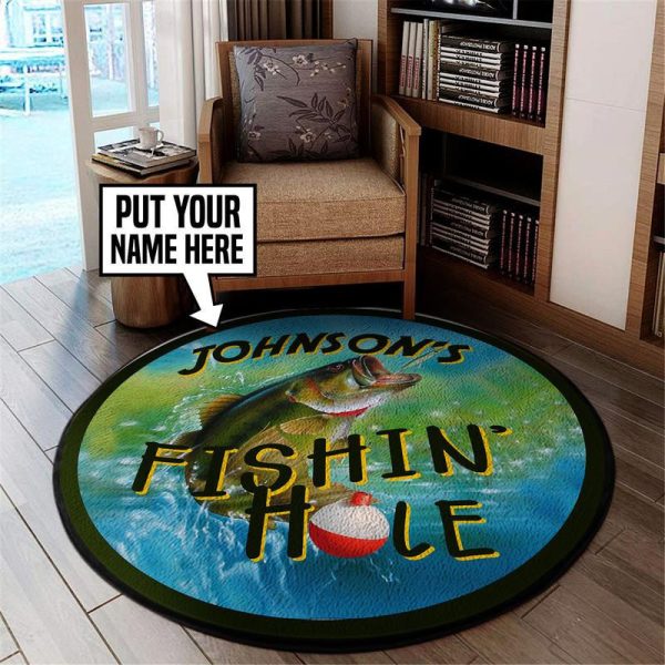 Personalized Fishing Hole Round Mat Round Floor Mat Room Rugs Carpet Outdoor Rug Washable Rugs - Image 2