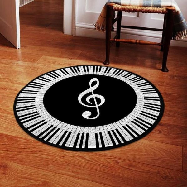 Piano Room Living Room Round Mat Circle Rug - Image 2