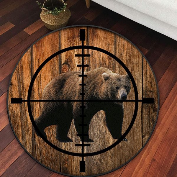 Bear in Scope Hunting Round Rug, Carpet 10704 - Image 2