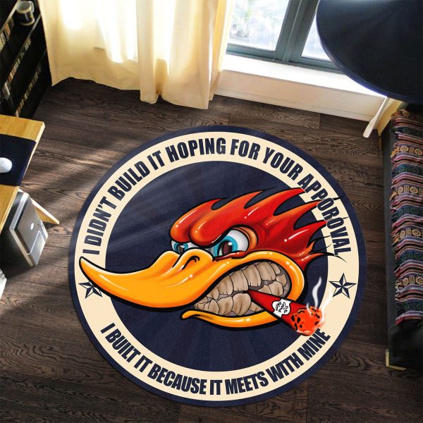 Hot Rod Wood Pecker Round Mat Round Floor Mat Room Rugs Carpet Outdoor Rug Washable Rugs - Image 2