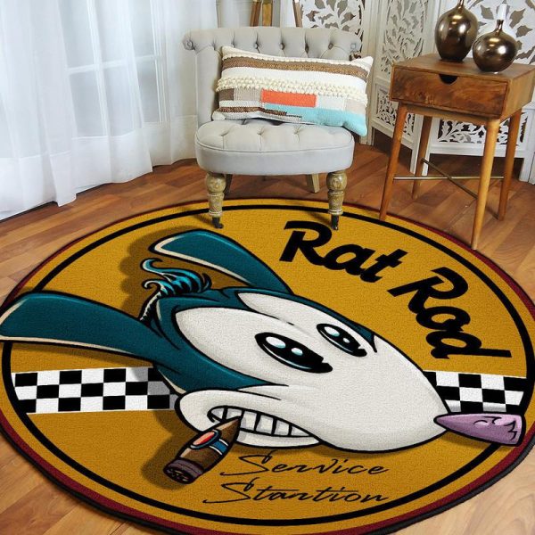 Rat Rod Hot Rod Round Mat Round Floor Mat Room Rugs Carpet Outdoor Rug Washable Rugs - Image 2