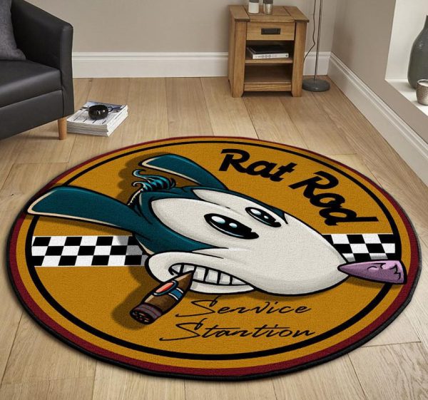 Rat Rod Hot Rod Round Mat Round Floor Mat Room Rugs Carpet Outdoor Rug Washable Rugs - Image 3