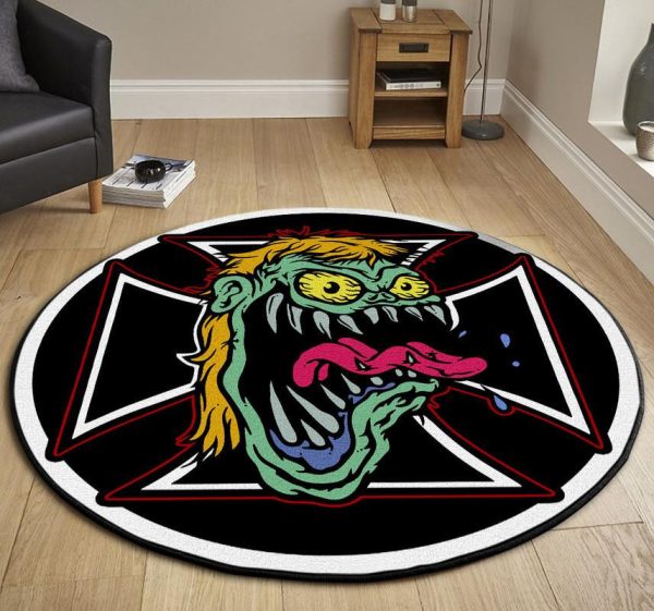 Rat Fink Hot Rod Garage Round Mat Round Floor Mat Room Rugs Carpet Outdoor Rug Washable Rugs - Image 3