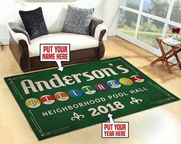 Personalized Billiard Room Area Rug Carpet