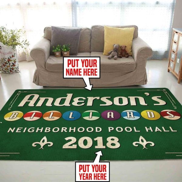 Personalized Billiard Room Area Rug Carpet - Image 2