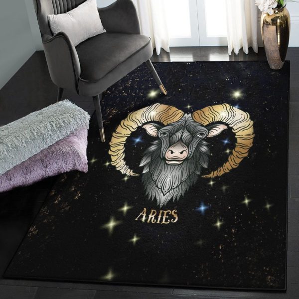 Astrology Large Aries Zodiac Mystery Rug Rectangle Rugs Washable Area Rug Non-Slip Carpet For Living Room Bedroom