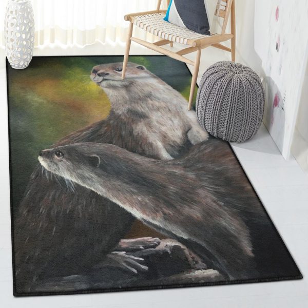 Sea Otter Cool Rugs Otter Rug Rectangle Rugs Washable Area Rug Non-Slip Carpet For Living Room Bedroom