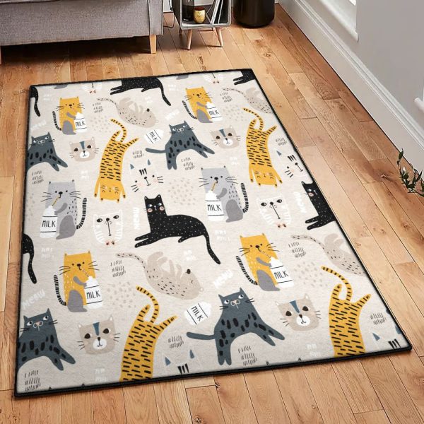 Cat Large Cat Milk Rug Rectangle Rugs Washable Area Rug Non-Slip Carpet For Living Room Bedroom