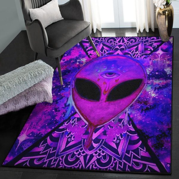 Extraterrestrial Rugs Alien Rug Rectangle Rugs Washable Area Rug Non-Slip Carpet For Living Room Bedroom