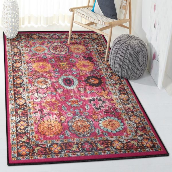 Persian Humor Large Amuze Mara Persian Red Samoan Sun Rug Rectangle Rugs Washable Area Rug Non-Slip Carpet For Living Room Bedroom