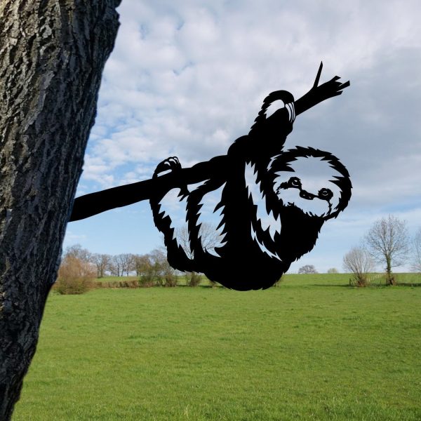 Funny Sloth Tree Stake, Outdoor Decor, Steel Sign Laser Cut Metal Sign