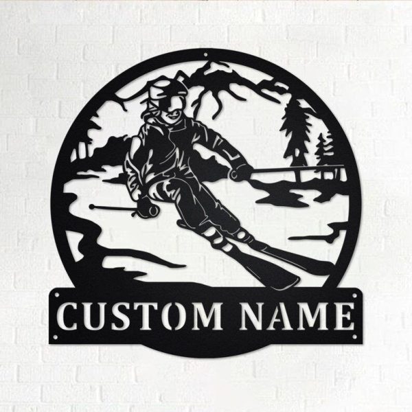 Custom Girl Skier Personalized Skier Name Sign Decoration For Room Gir