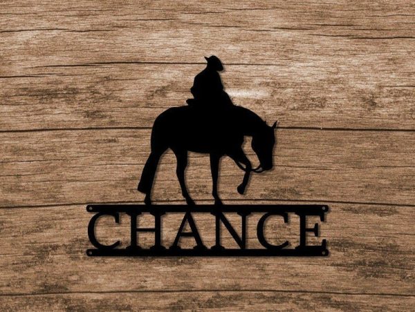 Custom Metal Western Horse And Rider Stall Sign Western Horse Stall Pl