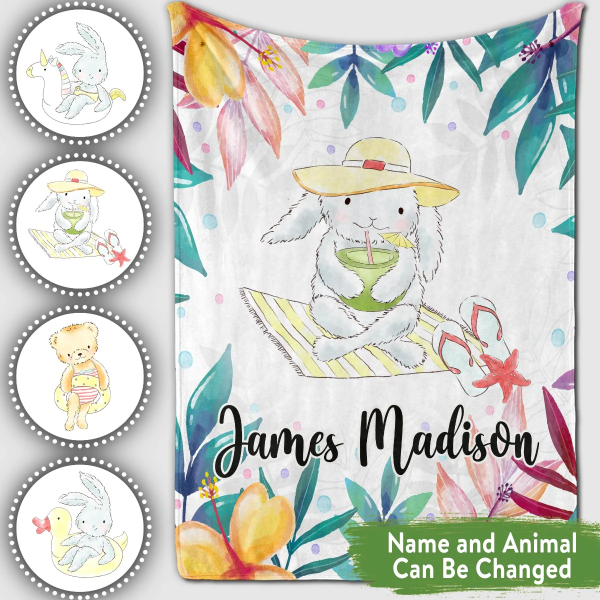 Personalized Baby Blankets with name, Bunny, Bear baby blanket Floral