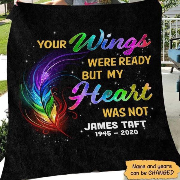 Your Wings Were Ready Memorial Personalized Fleece Blanket