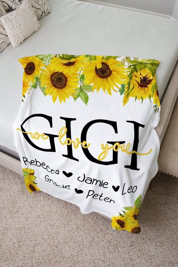 Blanket Gift For Grandma - Personalized Gigi Sunflower Blanket With Gr - Image 2