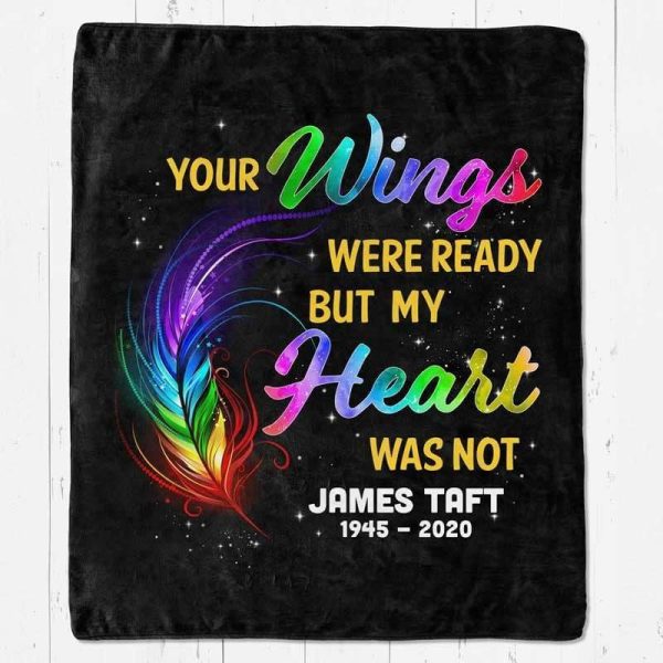 Your Wings Were Ready Memorial Personalized Fleece Blanket - Image 2