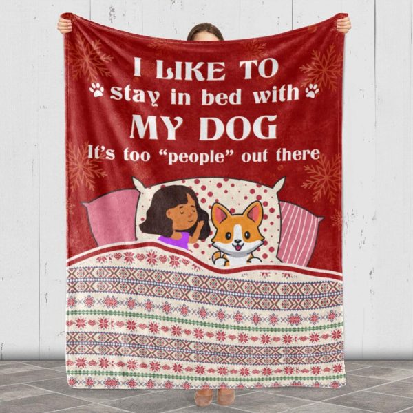 I like To Stay In Bed With My Dog, Dog Mom/Dad Blanket, Gift For Birth - Image 5