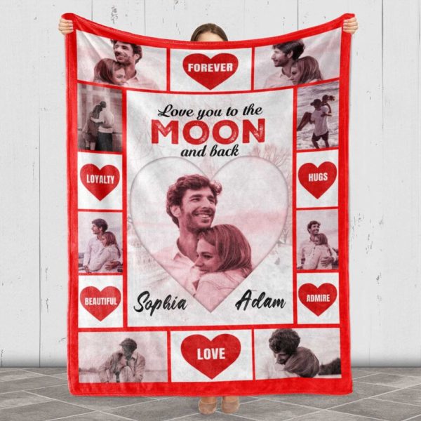 Personalized I Love You To The Moon And Back Photo Blanket Custom Gift - Image 4