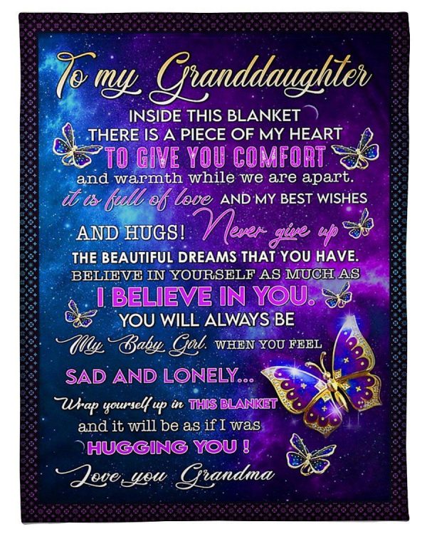 I Believe In You Butterflies Grandma To Granddaughter Fleece Blanket F