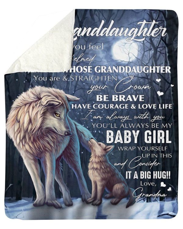 Wolf Grandma To My Granddaughter Fleece Blanket Be Brave Sherpa Blanke